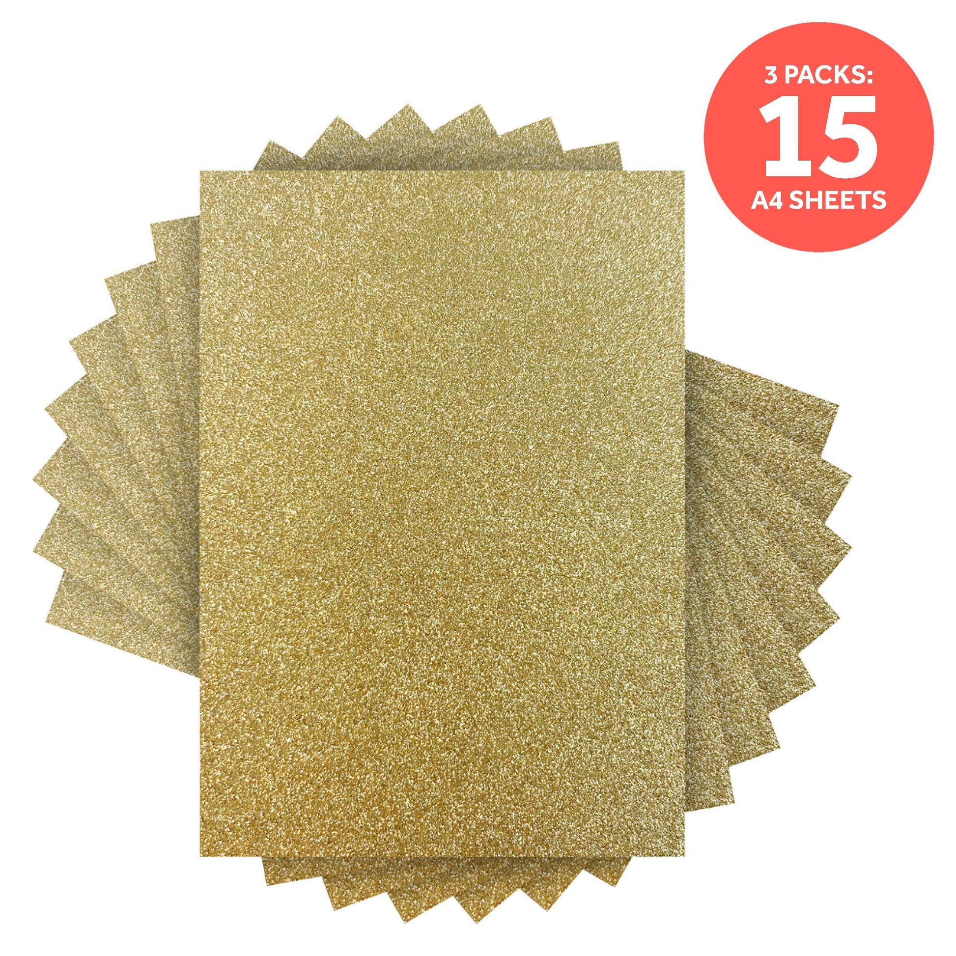 Craft Perfect Glitter Card Multipack of 3 Glitter Card - Welsh Gold - A4 - 9942E3