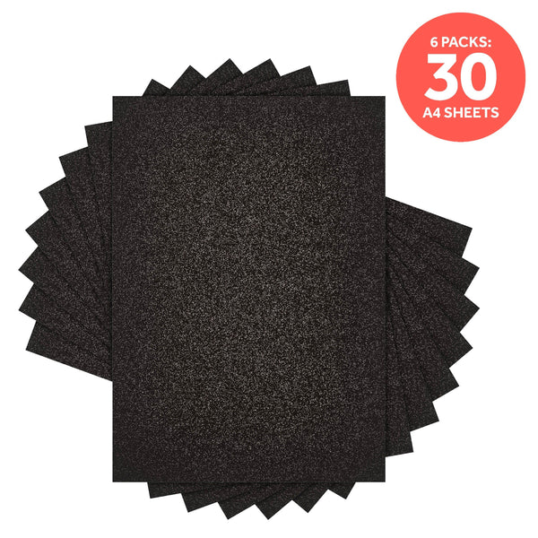 Craft Perfect Glitter Card Multipack of 6 Glitter Card - Black Sapphire A4 -9943E6