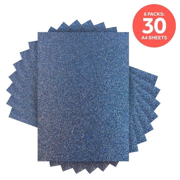 Craft Perfect Glitter Card Multipack of 6 Glitter Card - Cobalt Blue - A4 - 9953E6