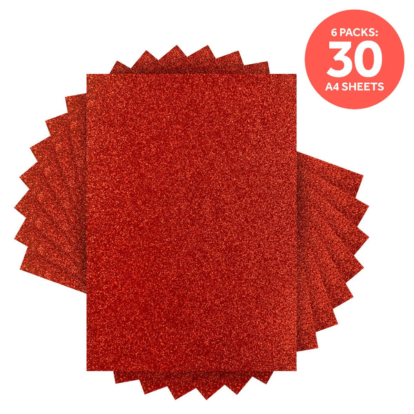 Craft Perfect Glitter Card Multipack of 6 Glitter Card -Ruby Ritz A4 -9944E6