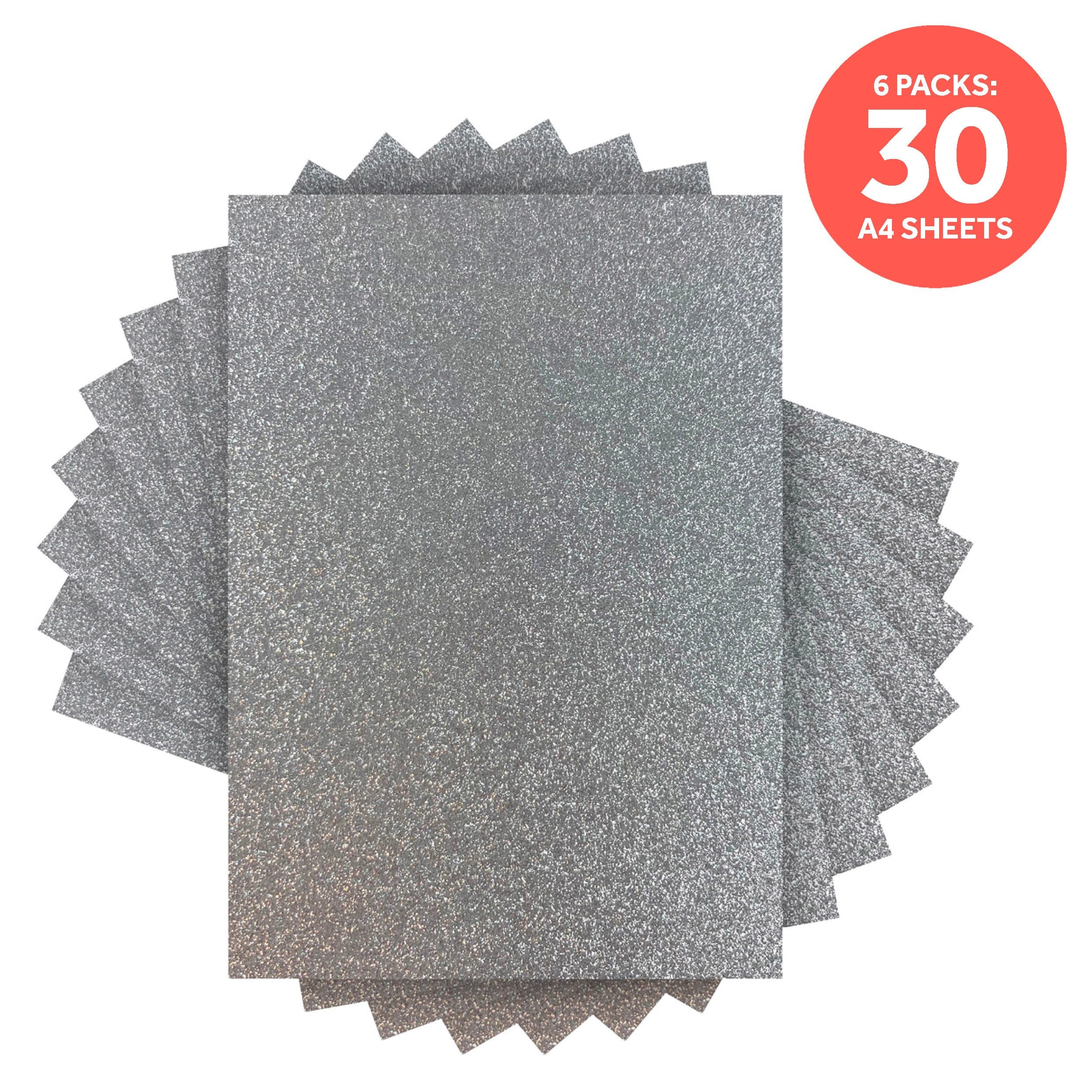 Craft Perfect Glitter Card Multipack of 6 Glitter Card - Silver Screen - A4- 9941E6