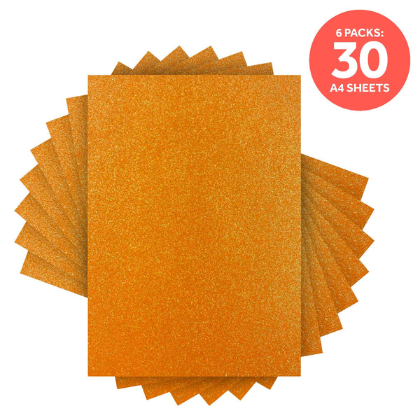 Craft Perfect Glitter Card Multipack of 6 Glitter Card -Sugared Coral - A4 - 9957E6