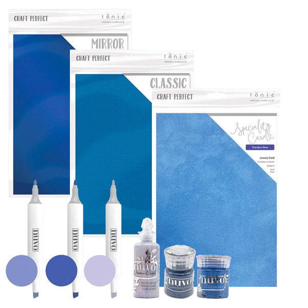 Craft Perfect Hidden Bundle Blue Hues - Mixed Cardstock & Embellishments Bundle - BLUE01