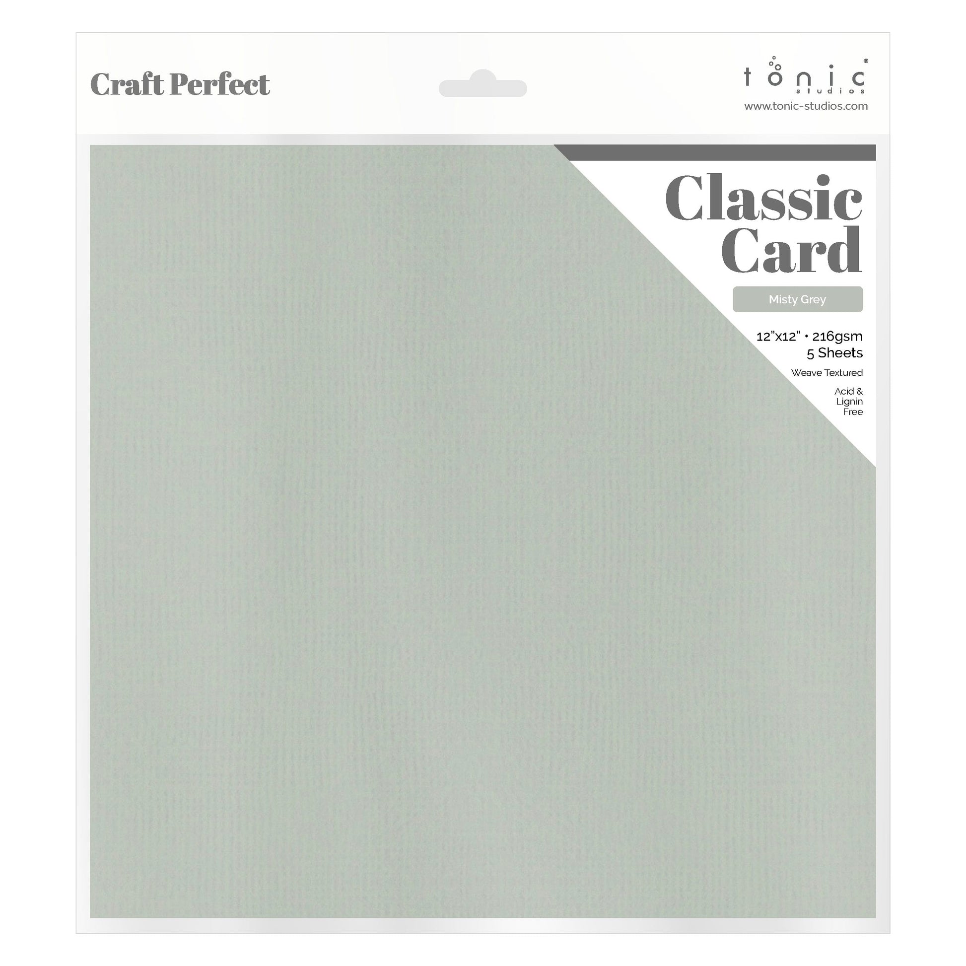 Craft Perfect Hidden Bundle Craft Perfect - Classic Card - Misty Grey - Weave Textured - 12" x 12" (5/Pk) - 9138e