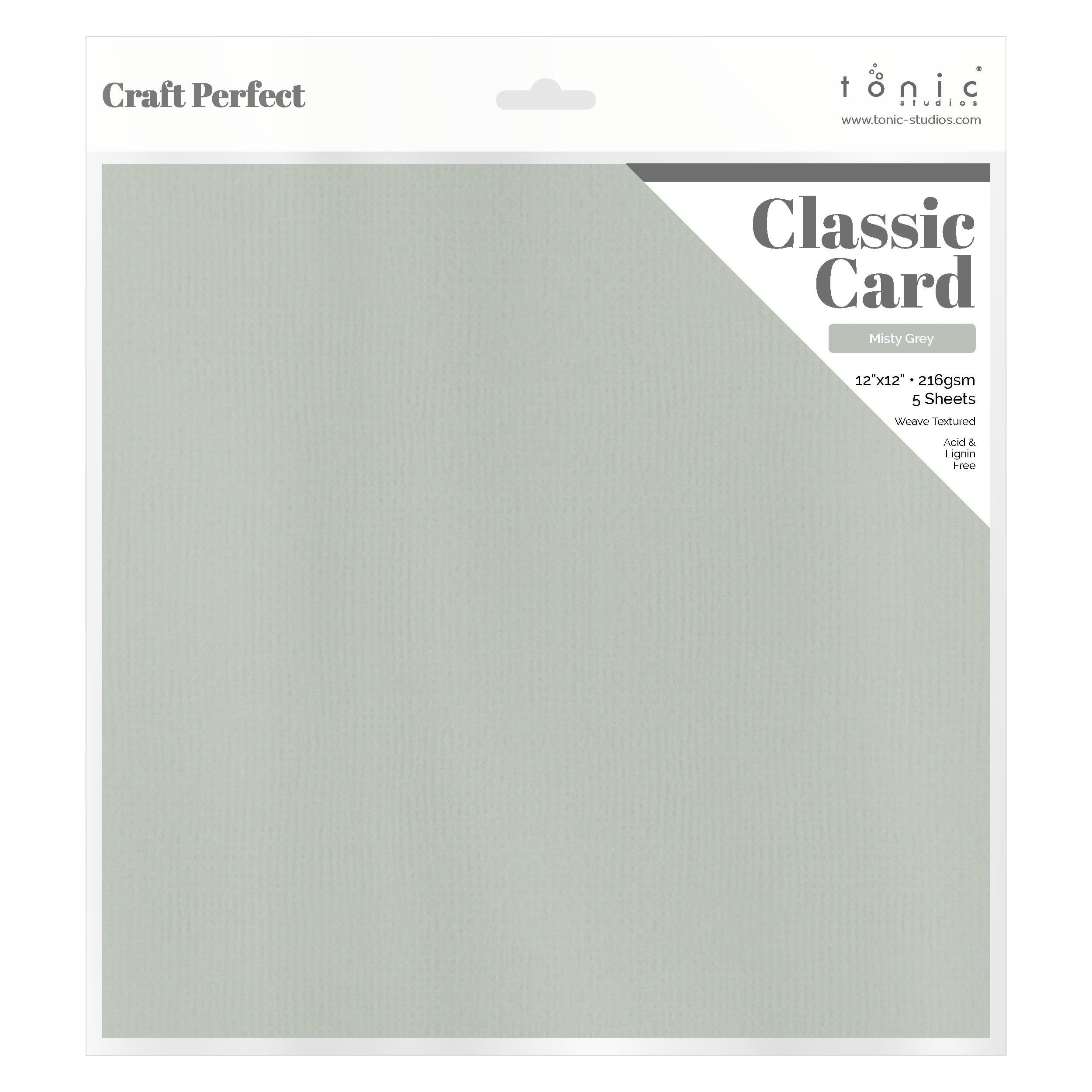 Craft Perfect Hidden Bundle Craft Perfect - Classic Card - Misty Grey - Weave Textured - 12" x 12" (5/Pk) - 9138e