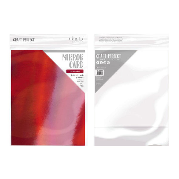 Craft Perfect Iridescent Mirror Card 8.5x11 Fire Stone Red Mirror Card Iridescent Cardstock (5 pack) - 9785e