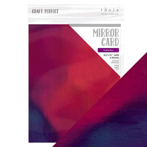 Craft Perfect Iridescent Mirror Card 8.5x11 Purple Rain Mirror Card Iridescent Cardstock (5 pack) - 9788e