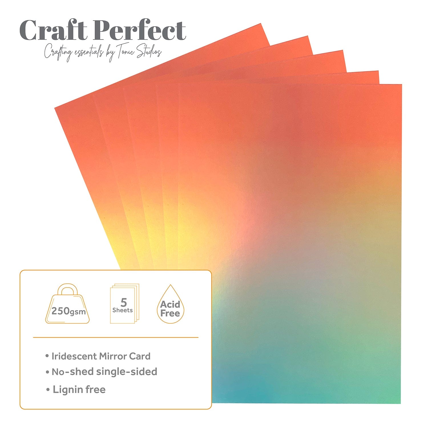 Craft Perfect Iridescent Mirror Card Craft Perfect - Iridescent Mirror Card - Blushing Mermaid - A4 (5/PK) - 9781e