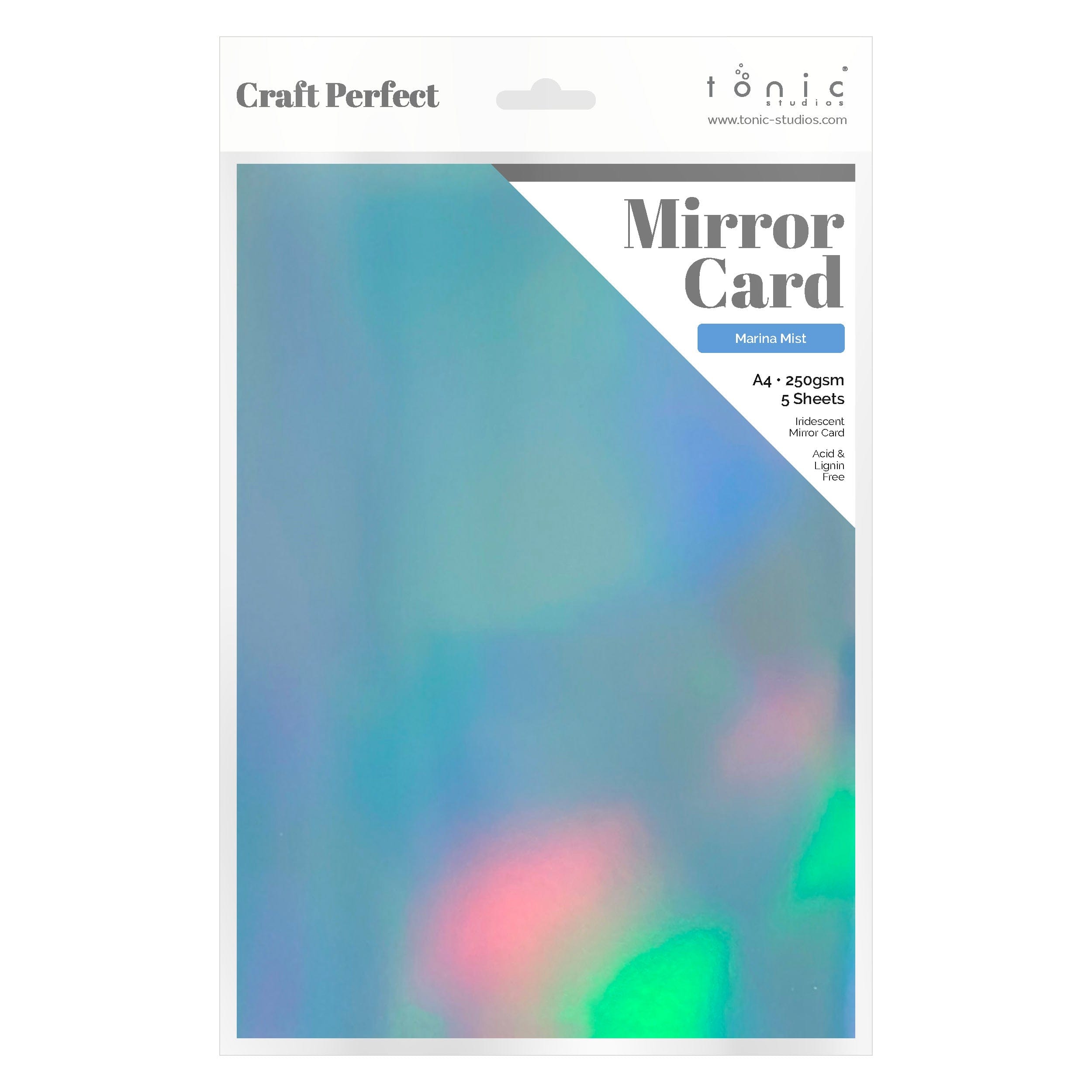 Craft Perfect Iridescent Mirror Card Marina Mist Craft Perfect - A4 Iridescent Mirror Cardstock - 5 Pack