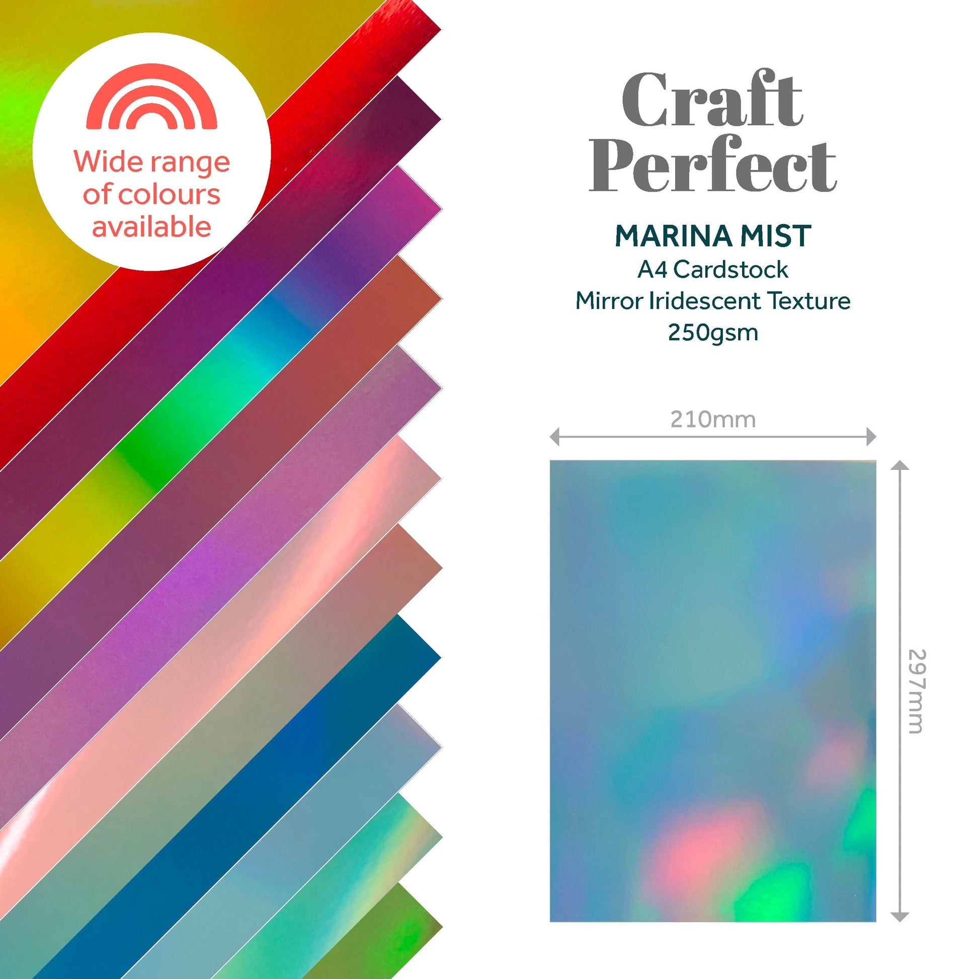 Craft Perfect Iridescent Mirror Card Multipack of 4 Iridescent Mirror Card -Marina Mist - A4 - 9778E4