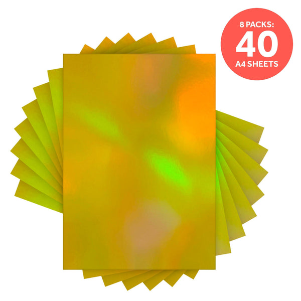 Craft Perfect Iridescent Mirror Card Multipack of 8 Iridescent Mirror Card - Inca Gold - A4 - 9777e8