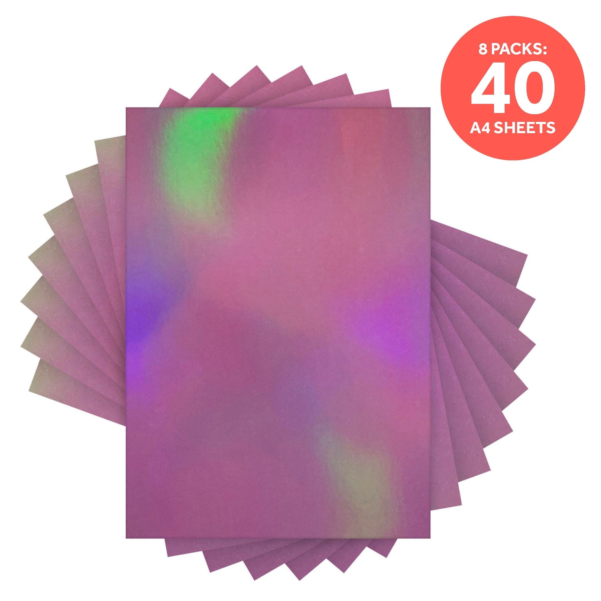Craft Perfect Iridescent Mirror Card Multipack of 8 Iridescent Mirror Card - Petal Pink- A4 - 9775E8