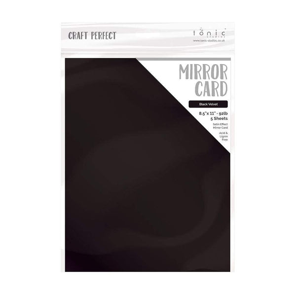 Craft Perfect Mirror Card 8.5x11 Black Velvet Mirror Card Satin Effect Cardstock (5 pack) - 9489e