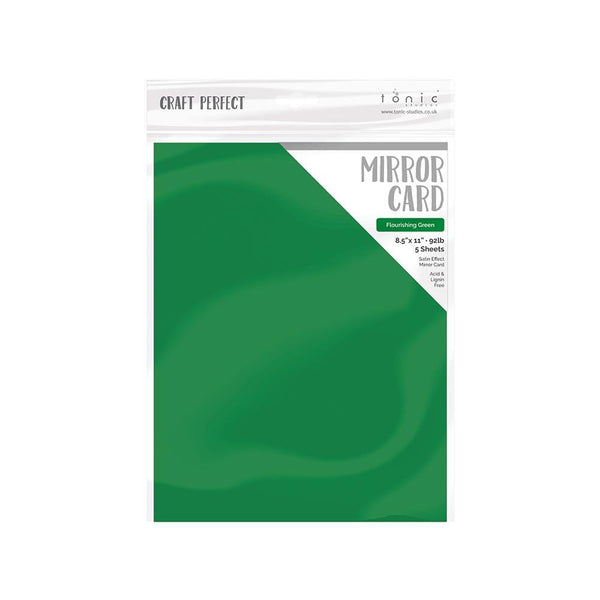 Craft Perfect Mirror Card 8.5x11 Flourishing Green Mirror Card Satin Effect Cardstock (5 pack) - 9493e