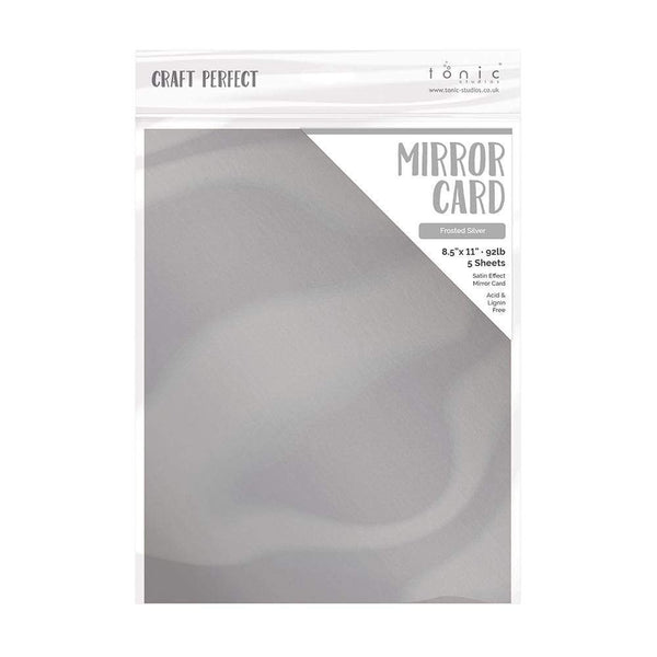 Craft Perfect Mirror Card 8.5x11 Frosted Silver Mirror Card Satin Effect Cardstock (5 pack) - 9482e