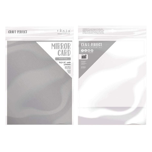 Craft Perfect Mirror Card 8.5x11 Frosted Silver Mirror Card Satin Effect Cardstock (5 pack) - 9482e