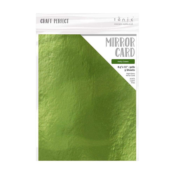 Craft Perfect Mirror Card 8.5x11 Holly Green Mirror Card High Gloss Cardstock (5 pack) - 9461e
