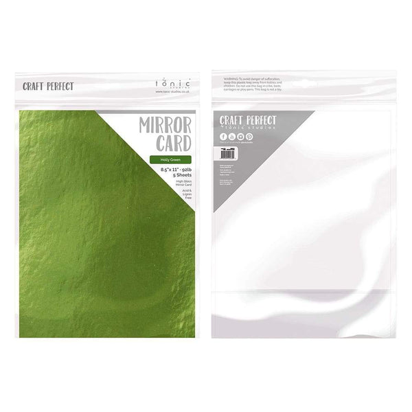 Craft Perfect Mirror Card 8.5x11 Holly Green Mirror Card High Gloss Cardstock (5 pack) - 9461e