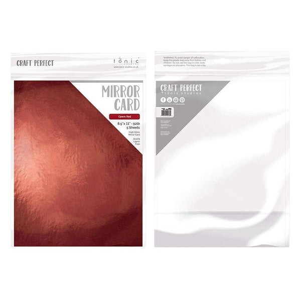 Craft Perfect Mirror Card 8.5x11 Opera Red Mirror Card High Gloss Cardstock (5 pack) - 9462e