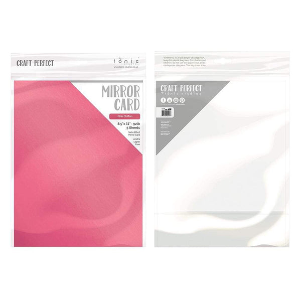 Craft Perfect Mirror Card 8.5x11 Pink Chiffon Mirror Card Satin Effect Cardstock (5 pack) - 9483e