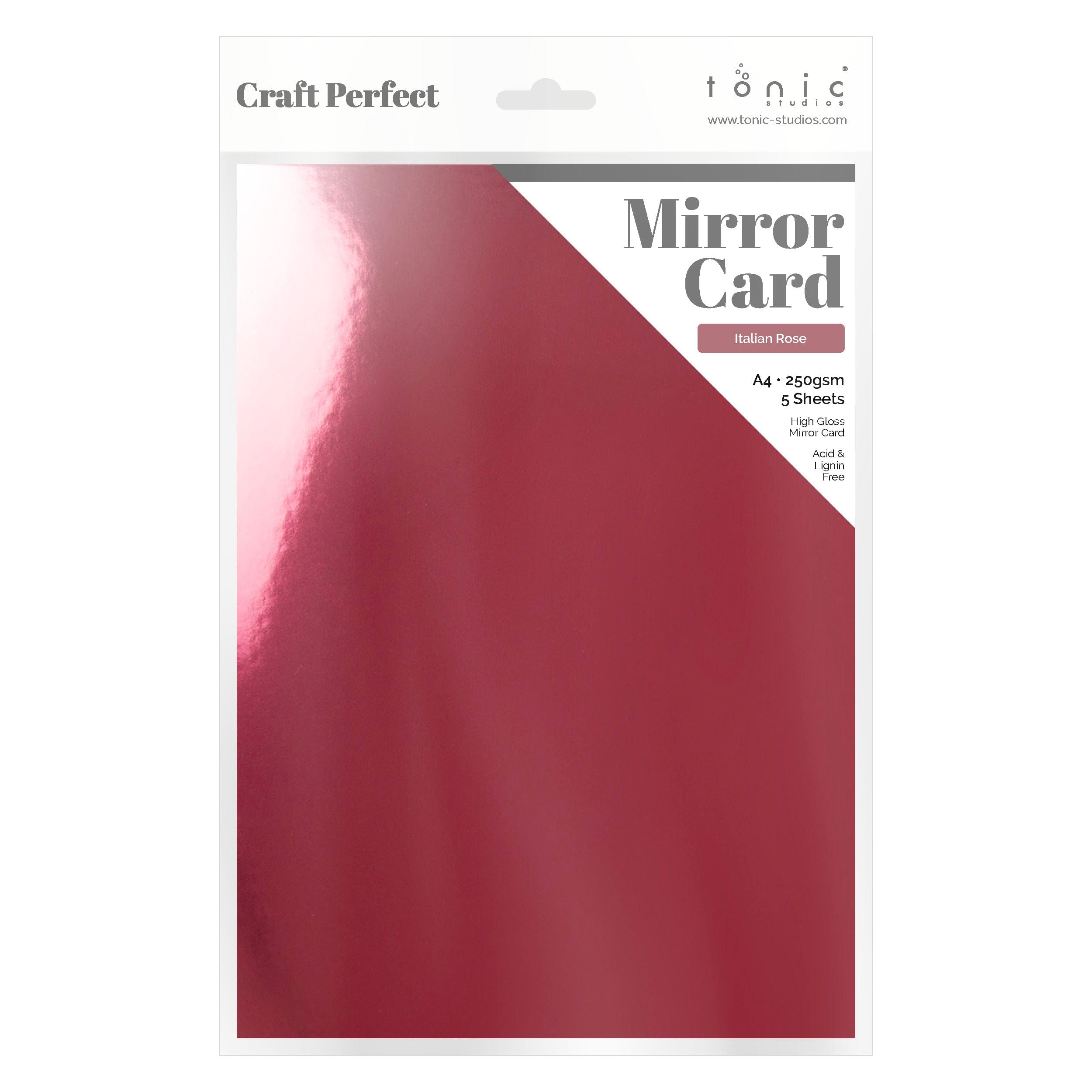 Craft Perfect Mirror Card Craft Perfect - Mirror Card High Gloss - Italian Rose - A4 - 5 Pack - 8704E