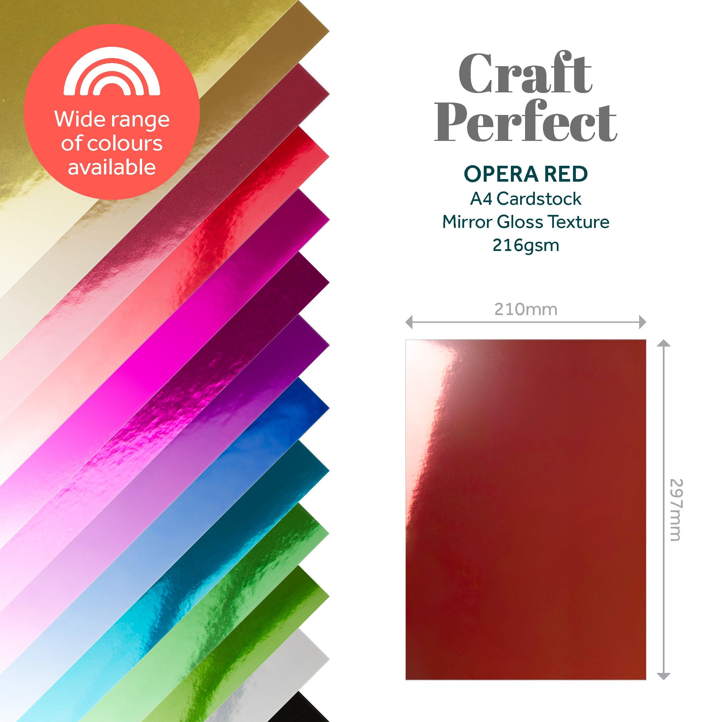 Craft Perfect Mirror Card Craft Perfect - Mirror Card - High Gloss - Opera Red - A4 (5/PK) - 9447e