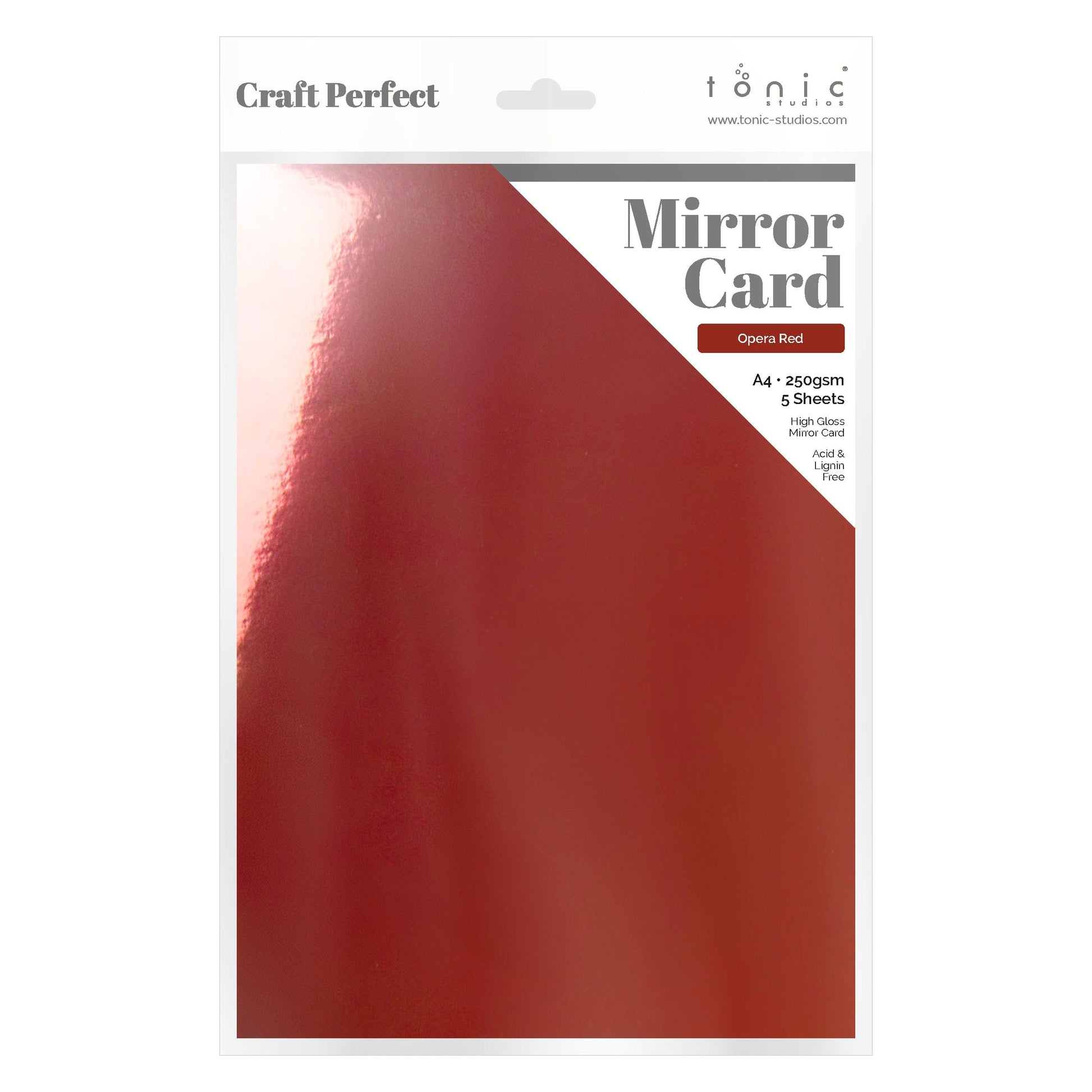 Craft Perfect Mirror Card Craft Perfect - Mirror Card - High Gloss - Opera Red - A4 (5/PK) - 9447e