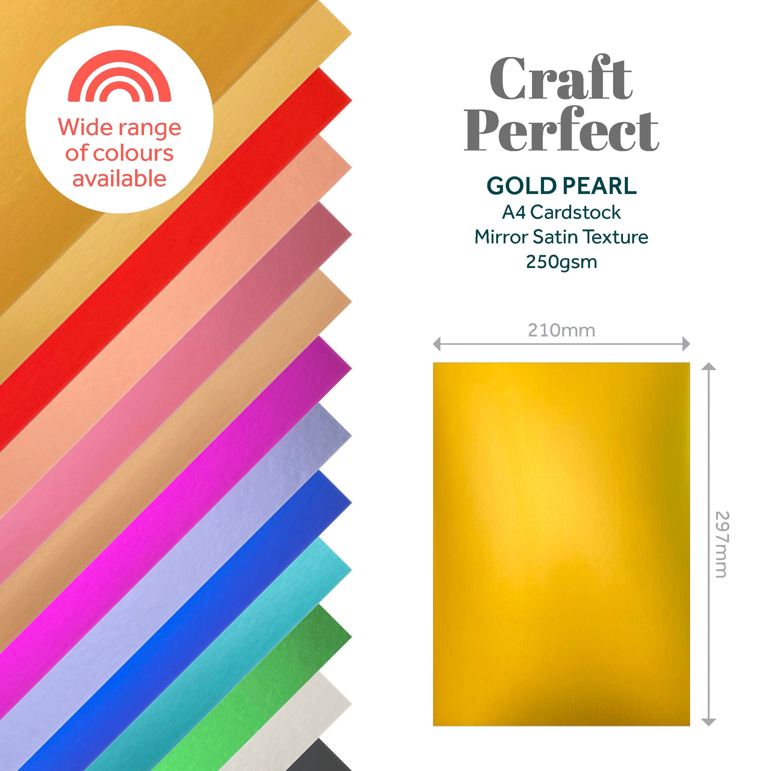 Craft Perfect Mirror Card Craft Perfect - Mirror Card - Satin Effect - Gold Pearl - A4 - 250gsm - 5 Sheets - 9466E