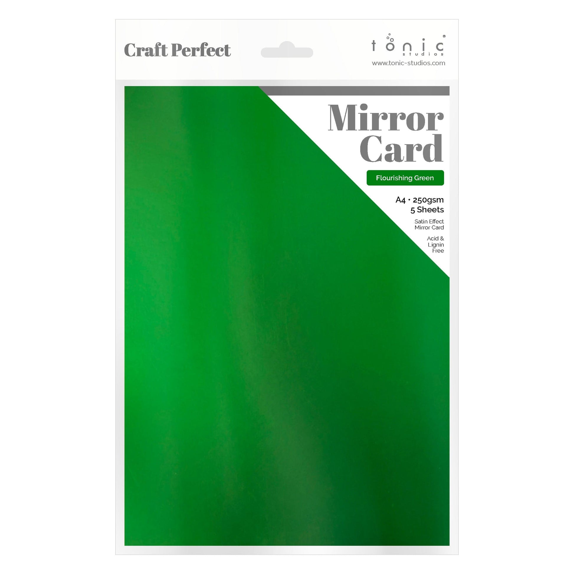 Craft Perfect Mirror Card Multipack of 4 Mirror Card - Satin Effect - Flourishing Green - A4 - 9478E4