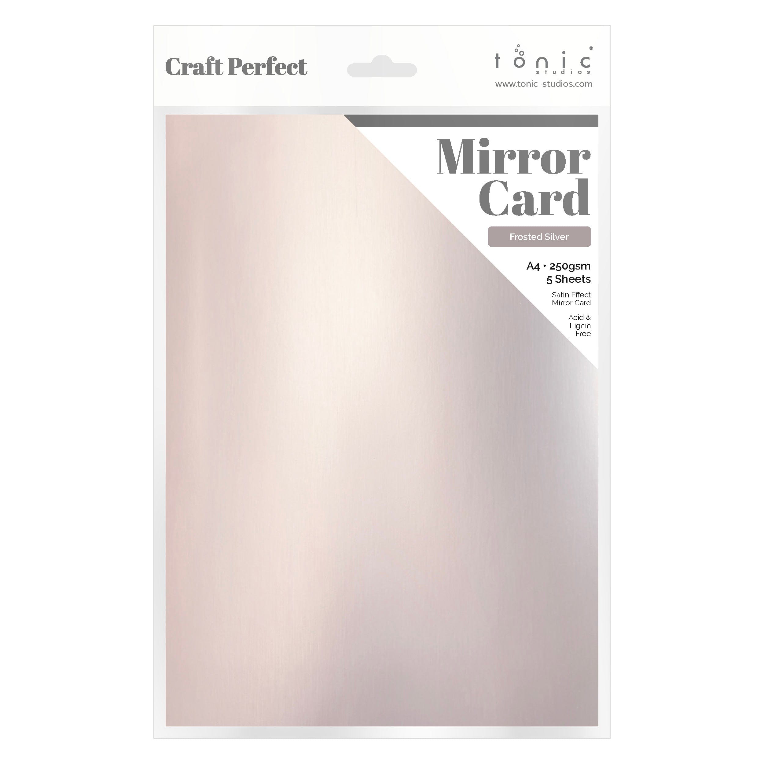 Craft Perfect Mirror Card Multipack of 4 Mirror Card - Satin Effect - Frosted Silver - A4 - 9467E4