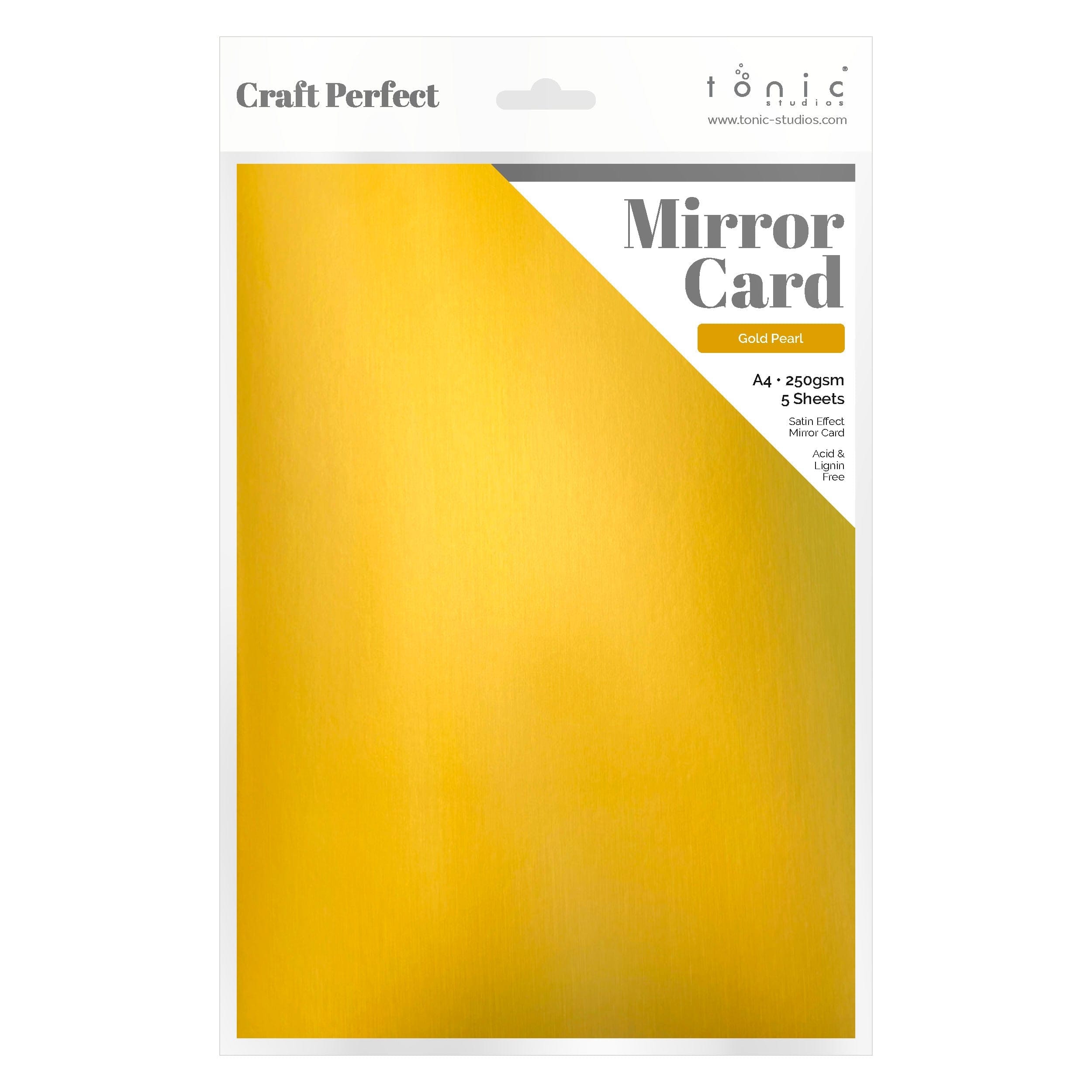 Craft Perfect Mirror Card Multipack of 4 Mirror Card - Satin Effect - Gold Pearl - A4 - 9466E4