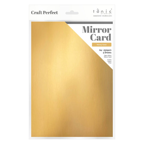 Craft Perfect Mirror Card Multipack of 4 Mirror Card - Satin Effect -Honey Gold - A4 - 9472E4