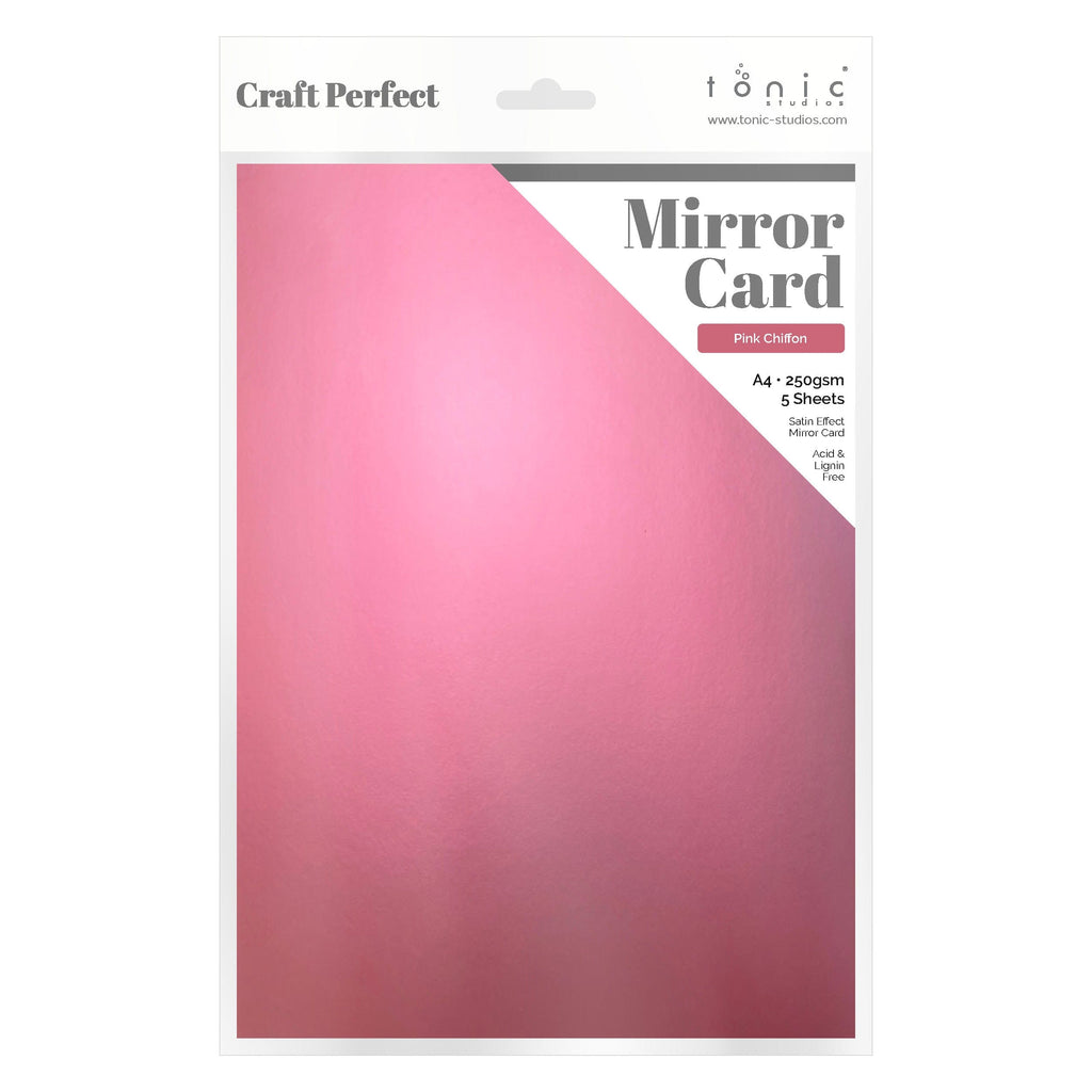 Craft Perfect Mirror Card Multipack of 4 Mirror Card - Satin Effect - Pink Chiffon - A4 - 9468E4