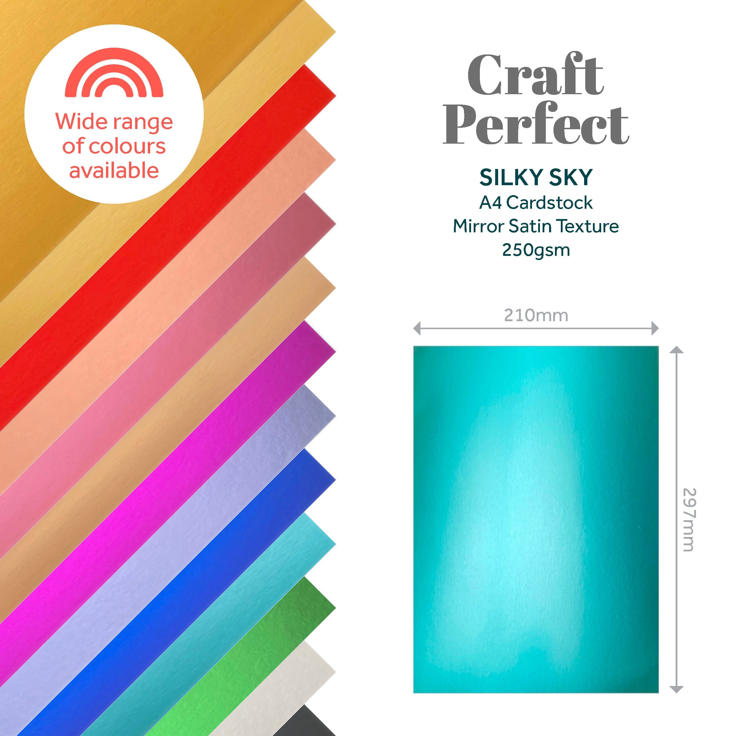 Craft Perfect Mirror Card Multipack of 4 Mirror Card - Satin Effect - Silky Sky - A4 - 9476E4