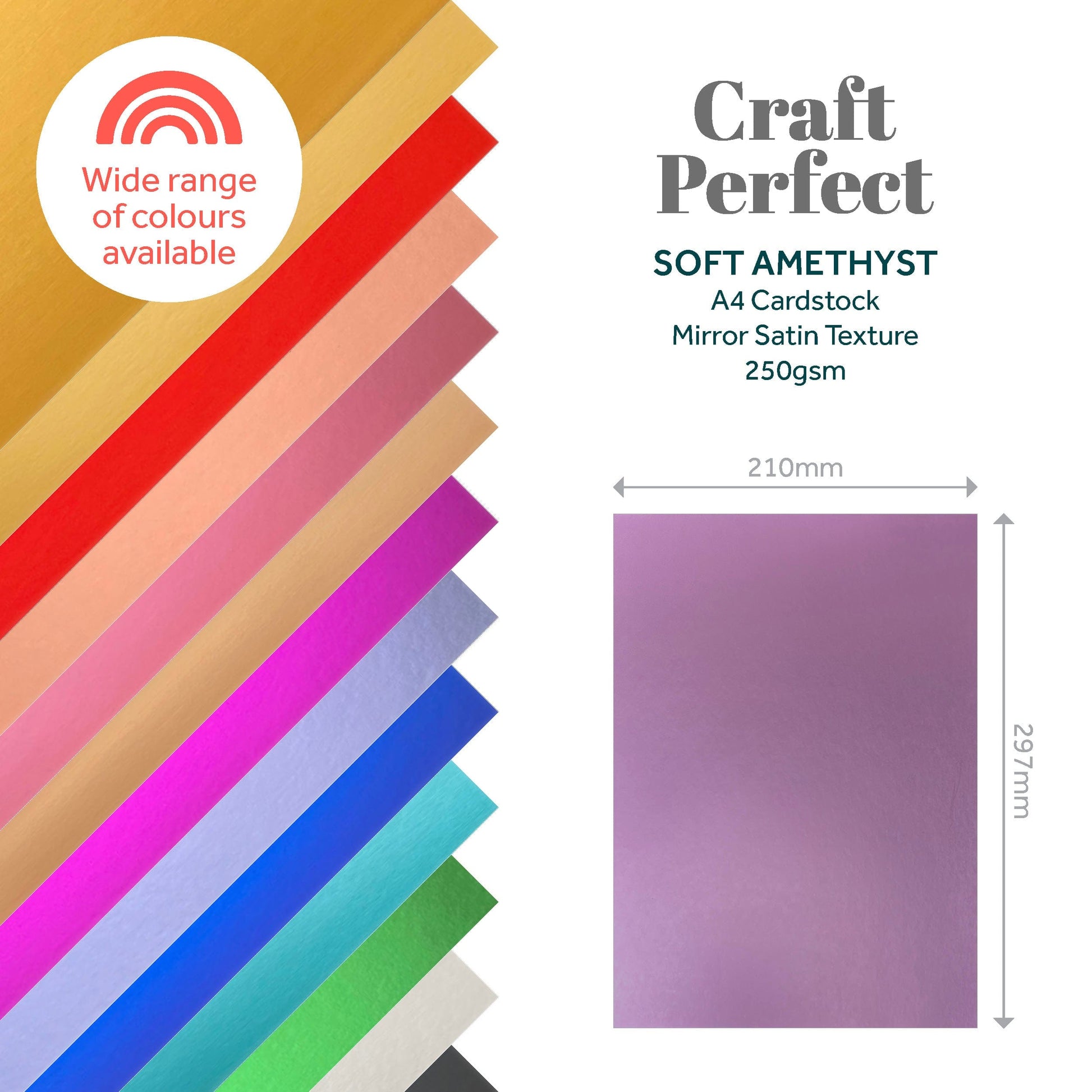 Craft Perfect Mirror Card Multipack of 4 Mirror Card - Satin Effect - Soft Amethyst - A4 - 9480E4