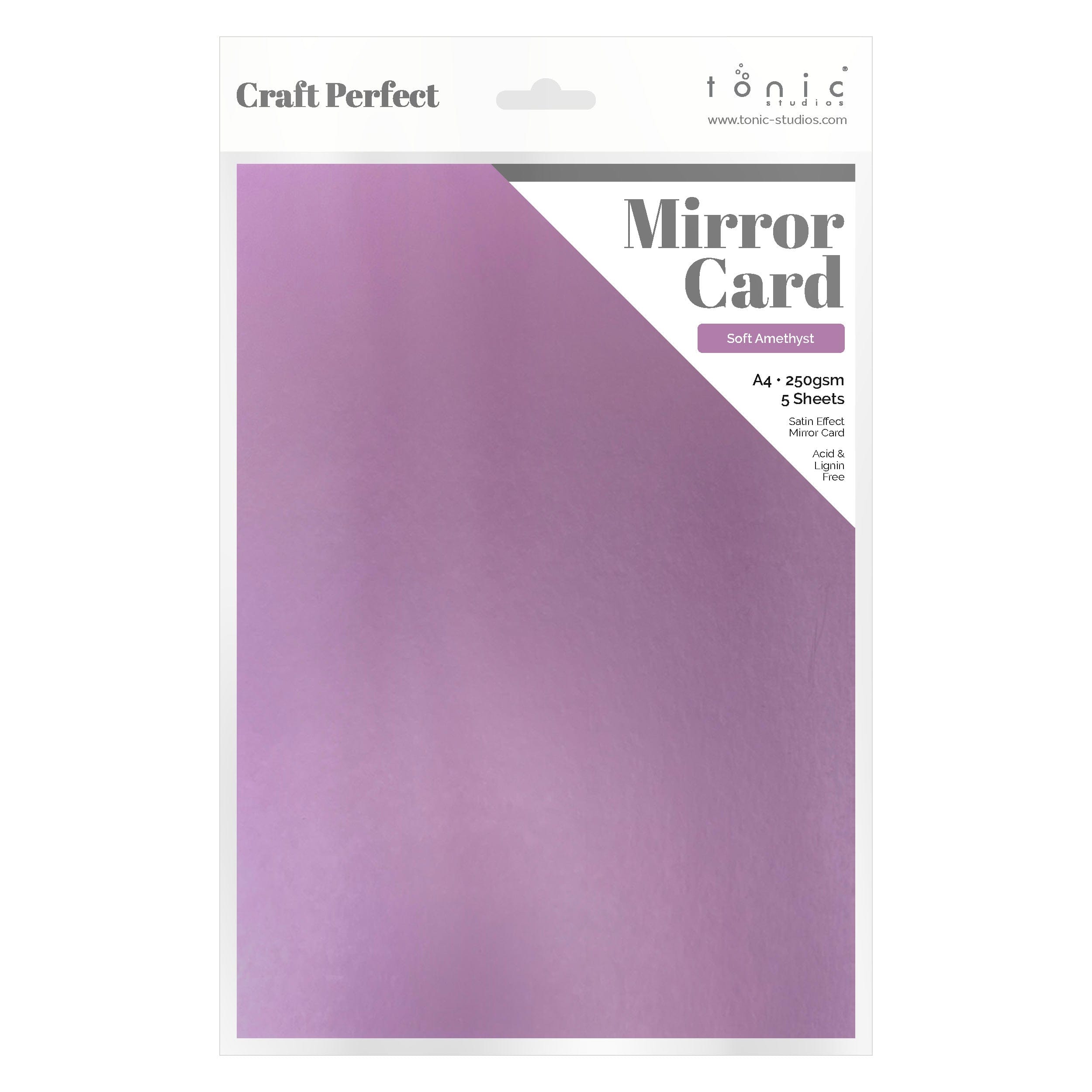 Craft Perfect Mirror Card Multipack of 4 Mirror Card - Satin Effect - Soft Amethyst - A4 - 9480E4