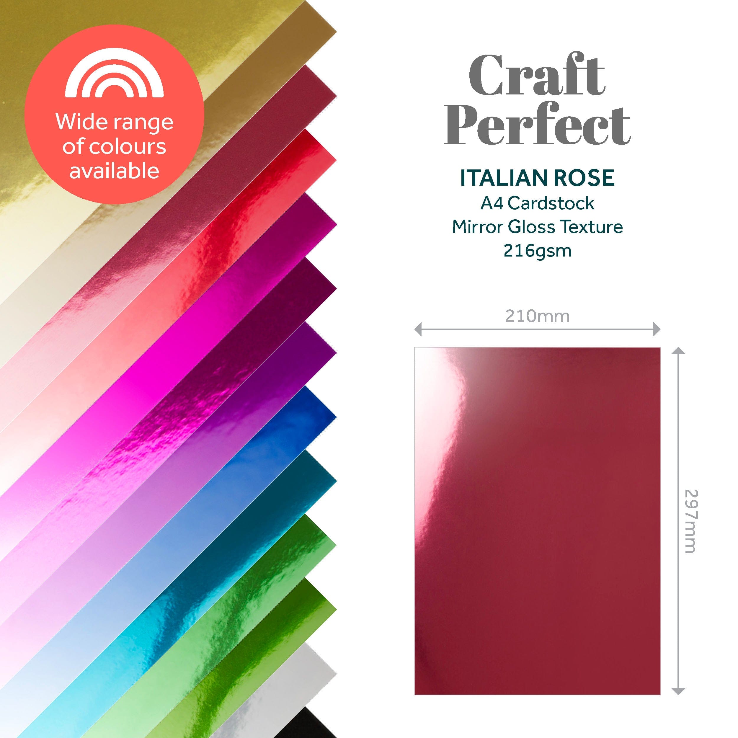 Craft Perfect Mirror Card Pack of 4 Mirror Card High Gloss - Italian Rose - A4 - 8704E4