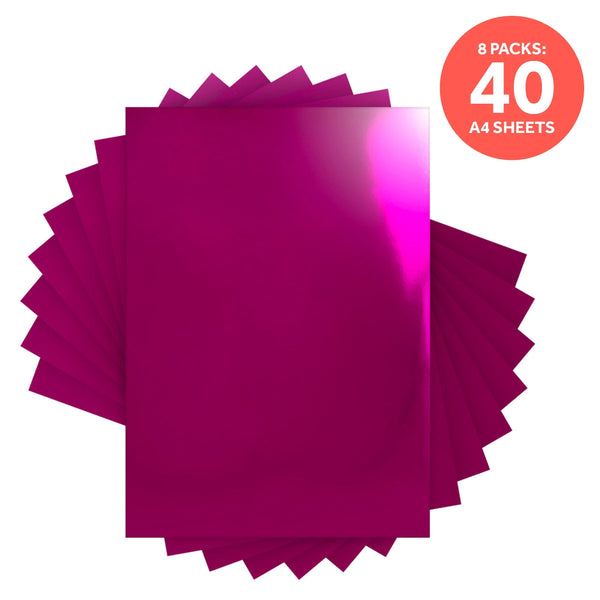 Craft Perfect Mirror Card Pack of 8 - Mirror Card - High Gloss - Magnificent Magenta - A4 - 8700e8