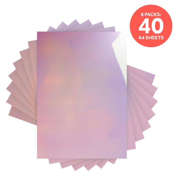 Craft Perfect Mirror Card Pack of 8 - Mirror Card High Gloss - Prismatic Pink- A4- 8721E8