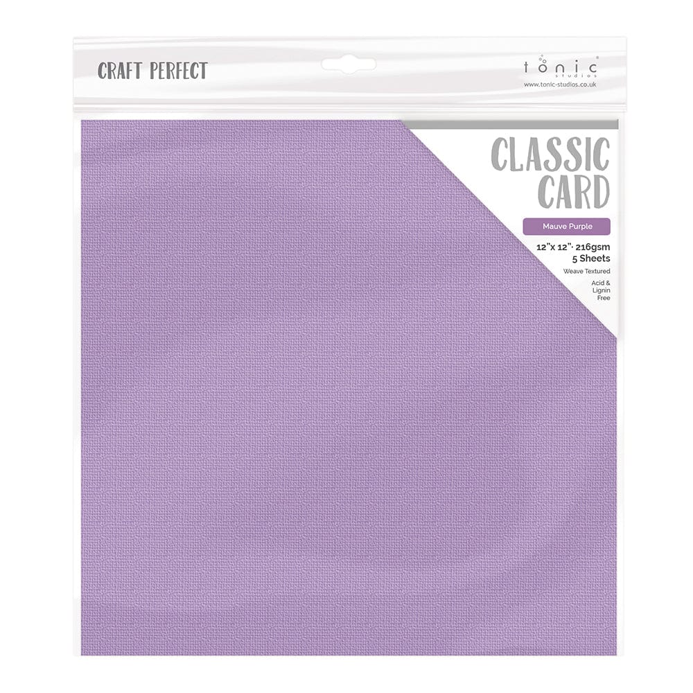 Craft Perfect New Classic Card Craft Perfect - Classic Card - Mauve Purple- Weave Textured - 12" x 12" (5/Pk) - 9173e