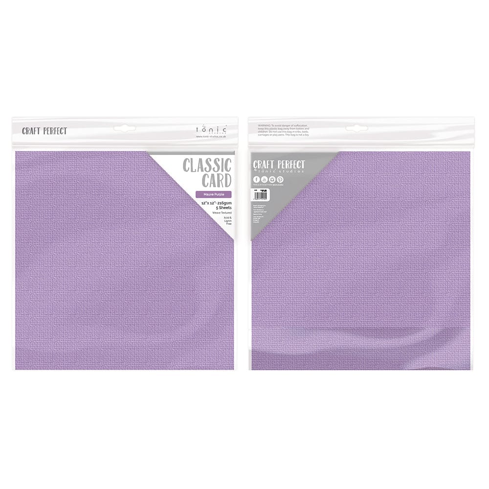 Craft Perfect New Classic Card Craft Perfect - Classic Card - Mauve Purple- Weave Textured - 12" x 12" (5/Pk) - 9173e
