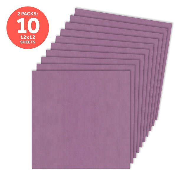 Craft Perfect New Classic Card Pack of 2 - Classic Card -Mauve Purple- Weave Textured - 12" x 12" 9173e2