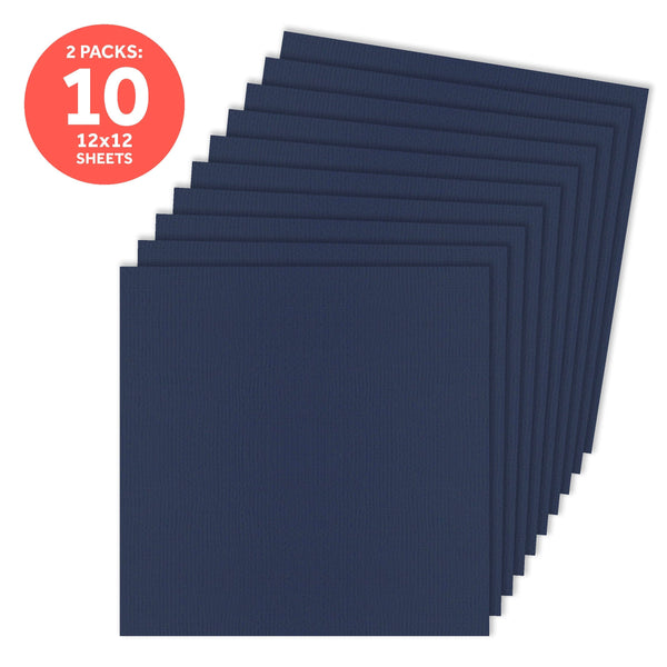 Craft Perfect New Classic Card Pack of 2 - Classic Card - Navy Blue - Weave Textured - 12" x 12" - 9170e2