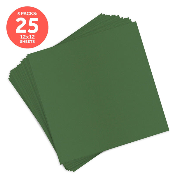 Craft Perfect New Classic Card Pack of 5 - Classic Card - Fern Green - Weave Textured - 12" x 12"- 9158e5