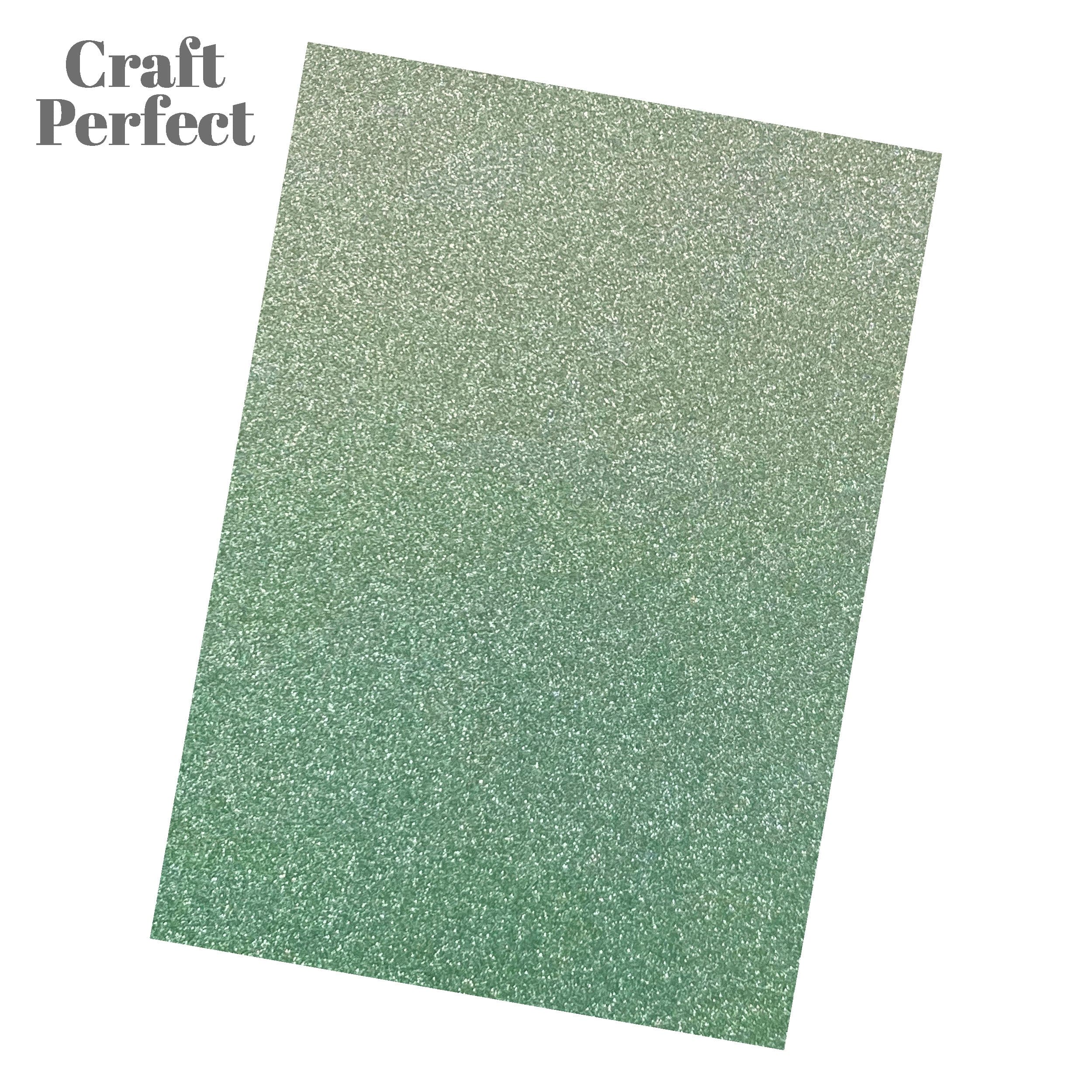 Craft Perfect Ombre Card Multipack of 10 Ombre Glitter Card - Opalescent Green - A4 - 8890E10