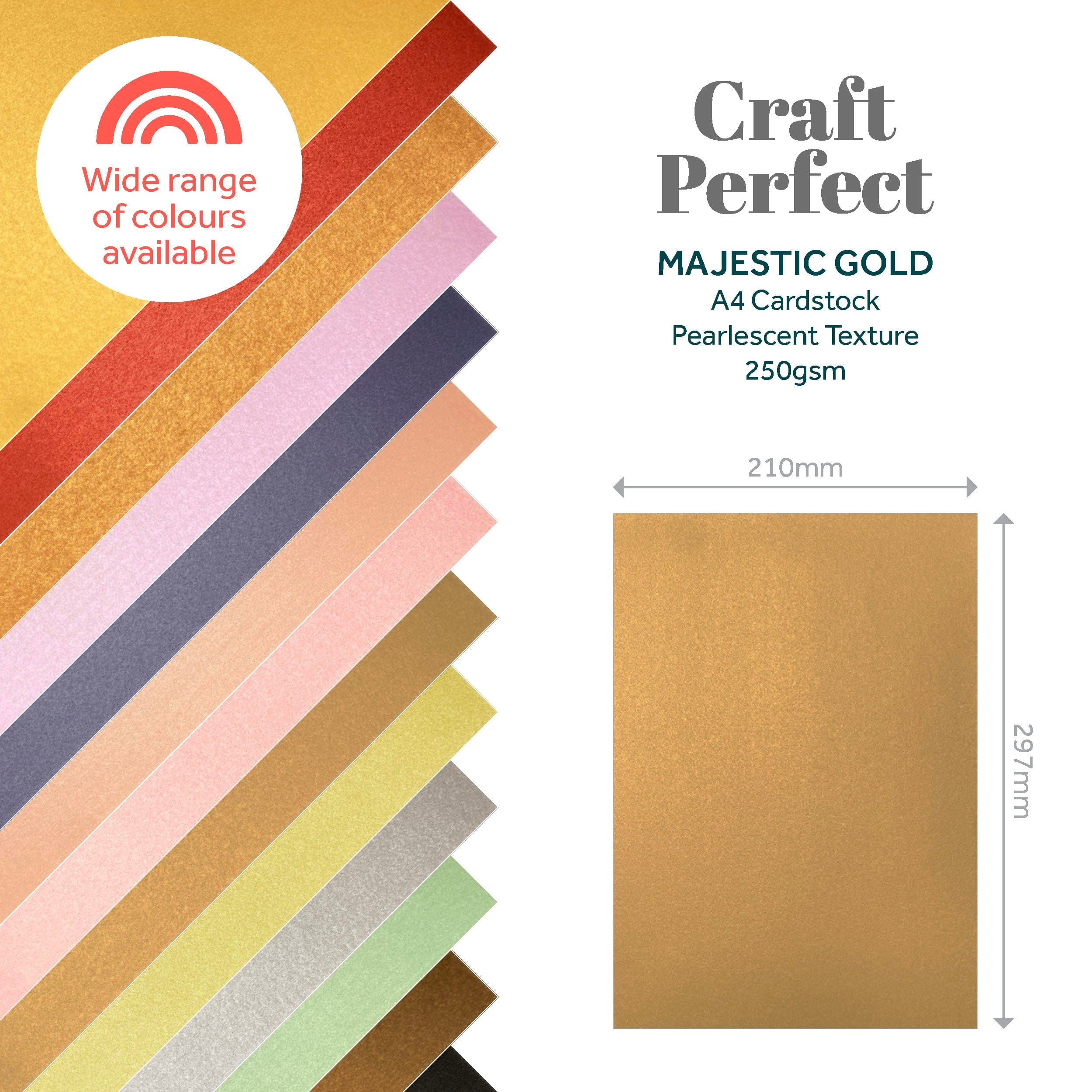 Craft Perfect Pearlescent Card Craft Perfect - Majestic Gold Pearlescent Card Multipack of 4 Pearlescent Card - Majestic Gold A4 - 9500E4