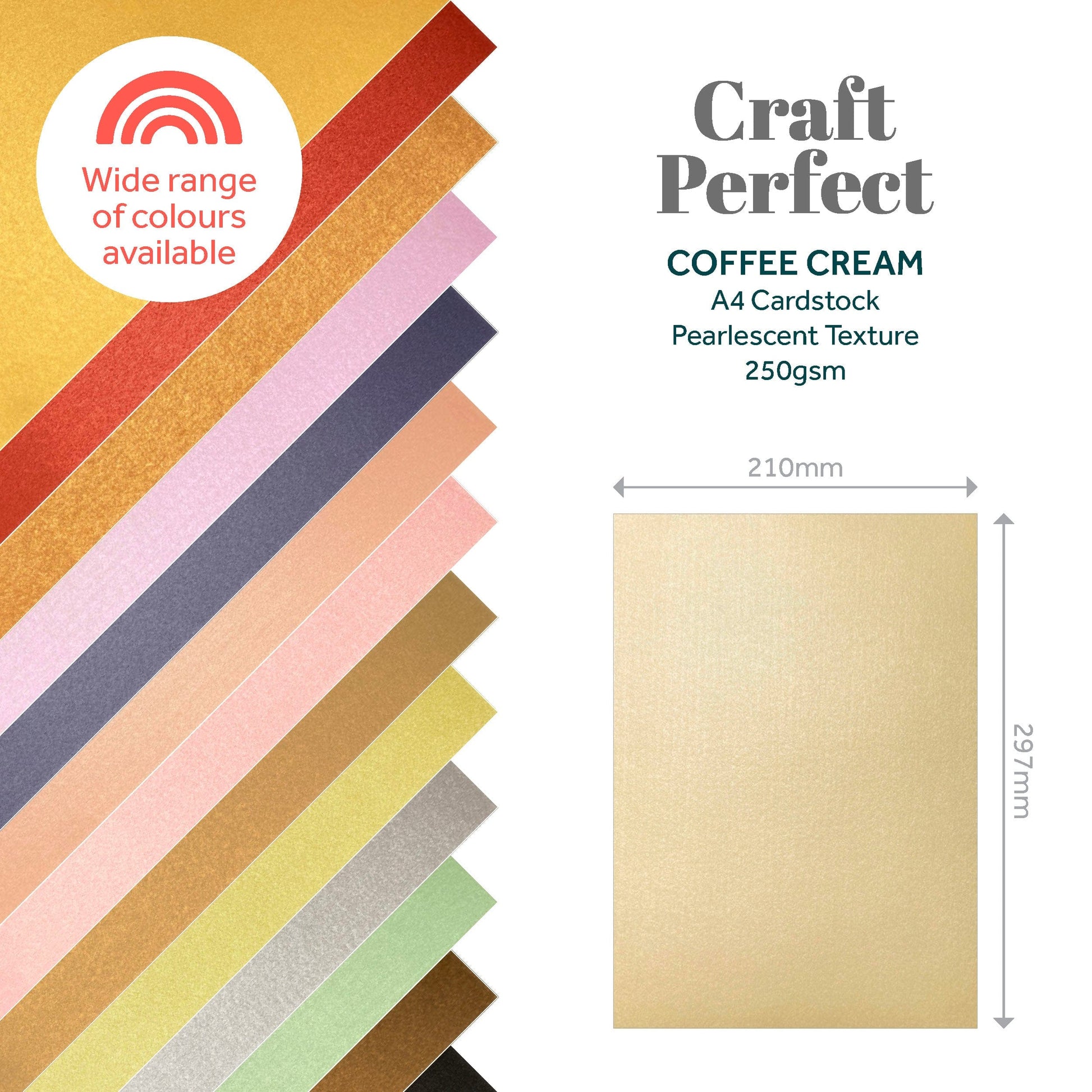 Craft Perfect Pearlescent Card Multipack of 4 Pearlescent Card - Coffee Cream A4 - 9519E4