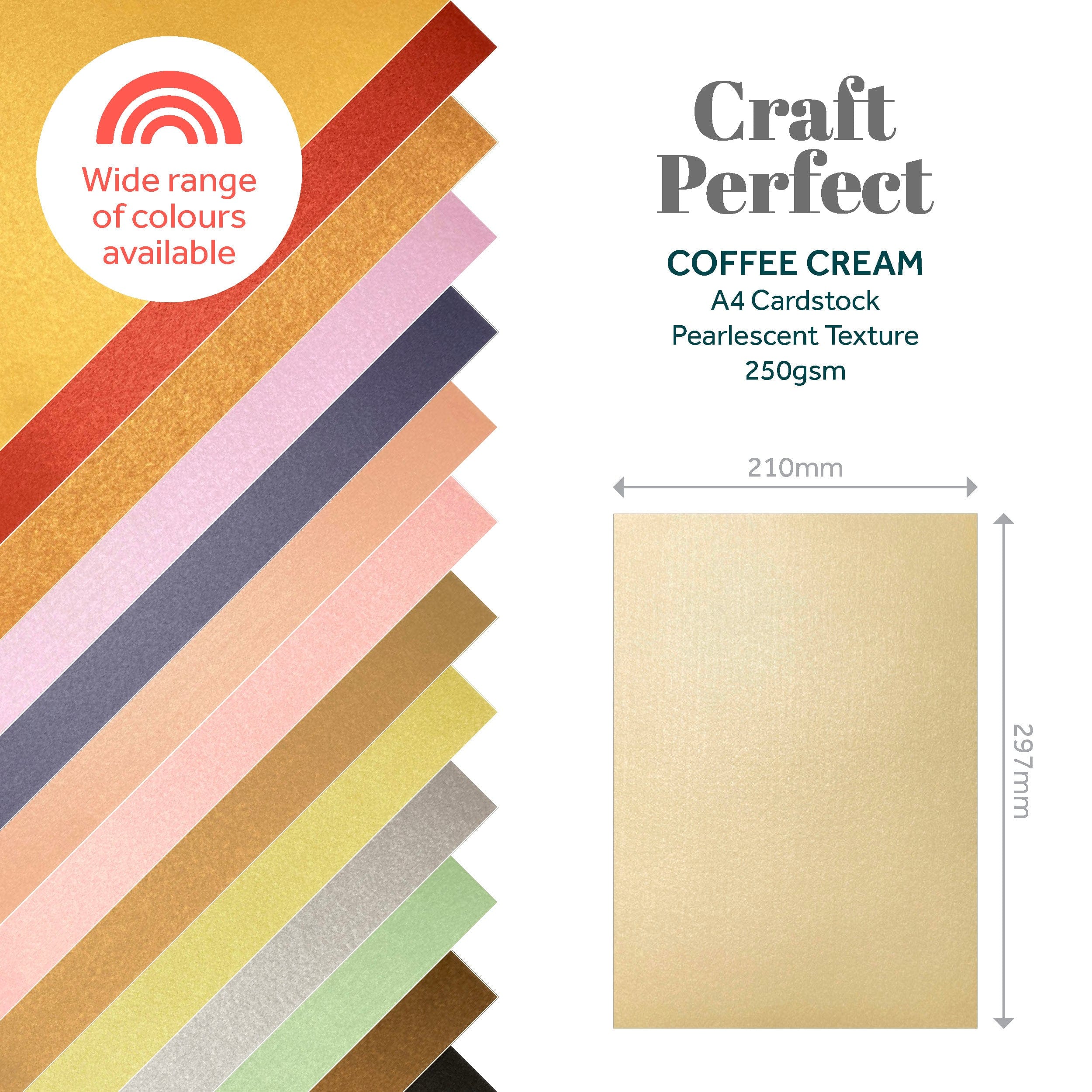 Craft Perfect Pearlescent Card Multipack of 4 Pearlescent Card - Coffee Cream A4 - 9519E4