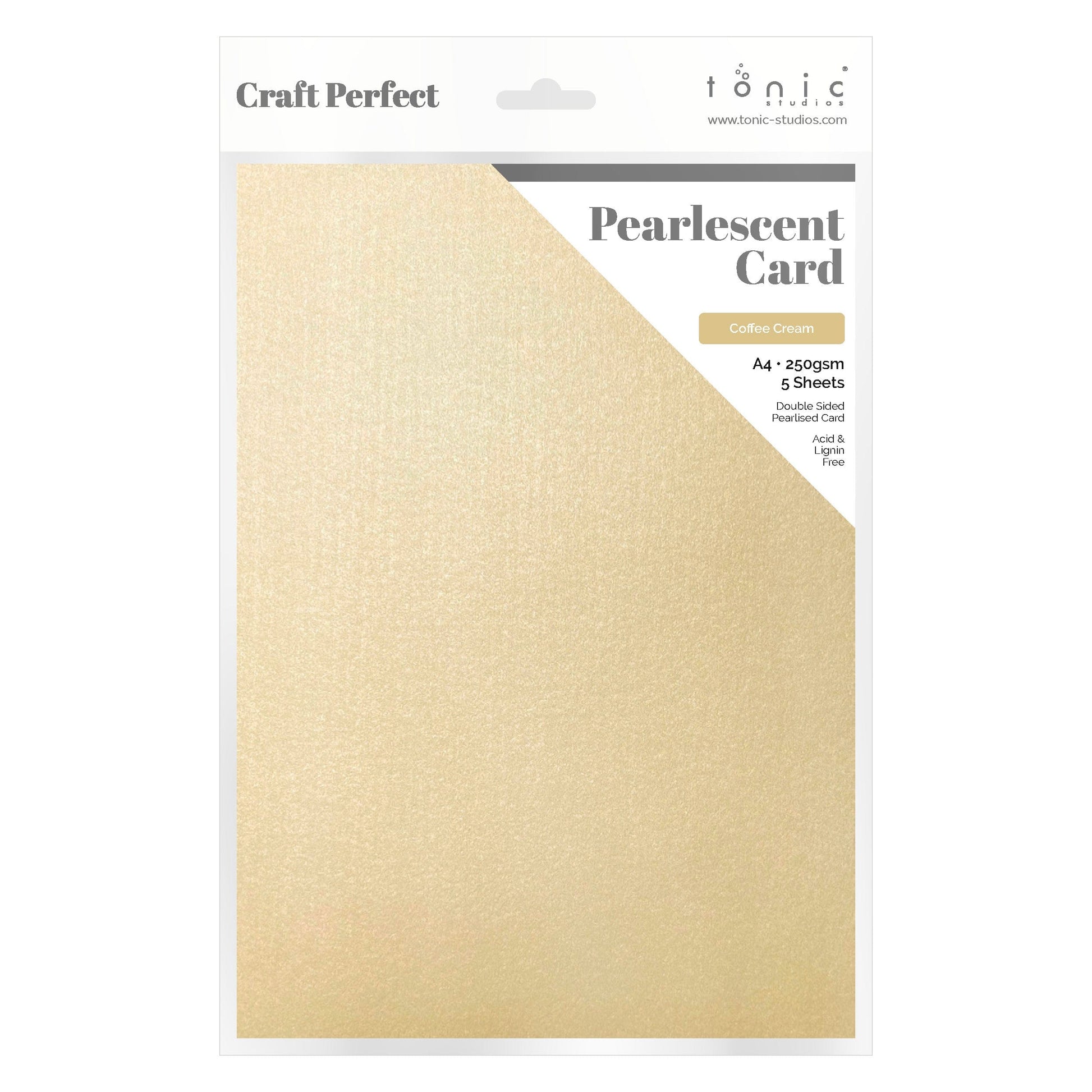 Craft Perfect Pearlescent Card Multipack of 4 Pearlescent Card - Coffee Cream A4 - 9519E4