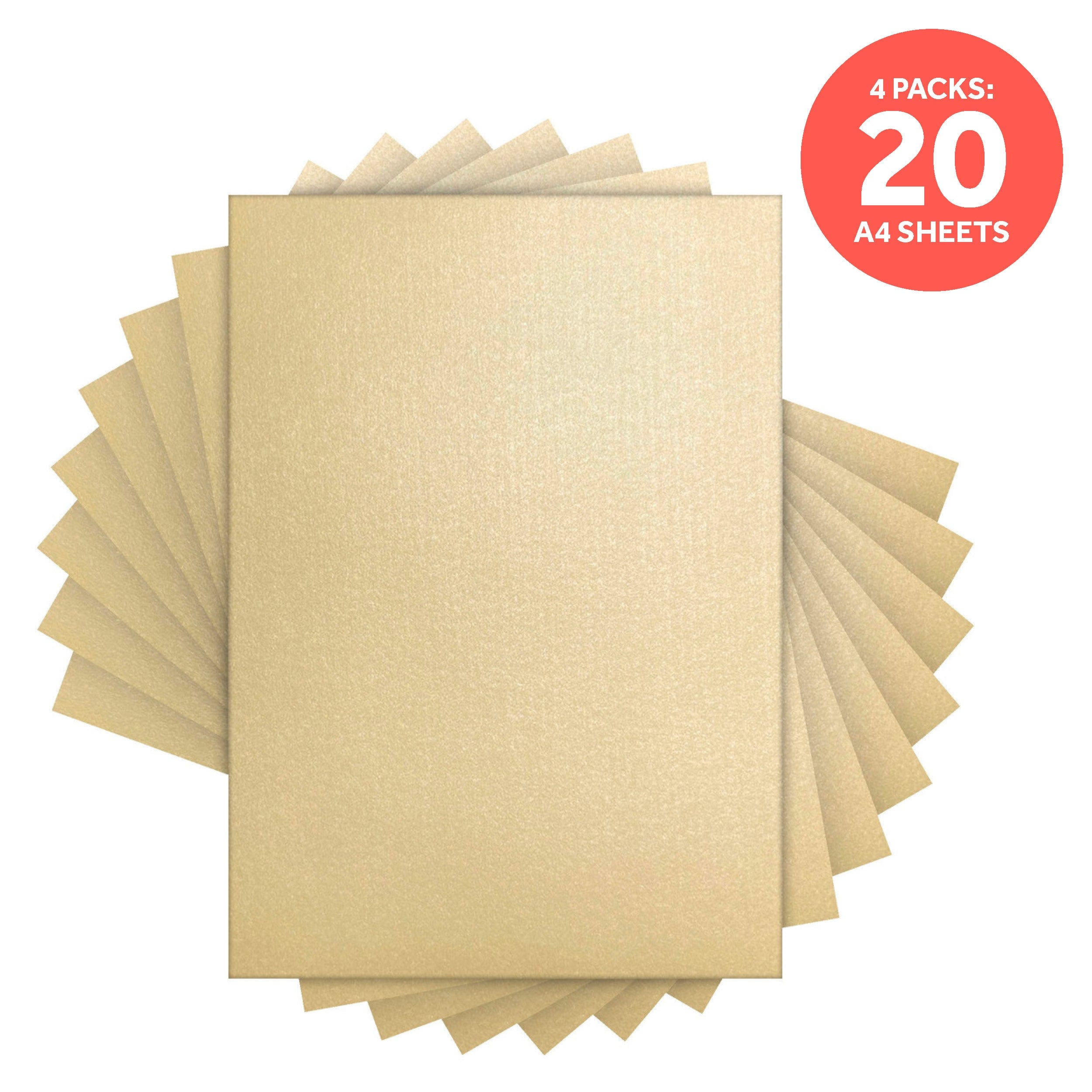 Craft Perfect Pearlescent Card Multipack of 4 Pearlescent Card - Coffee Cream A4 - 9519E4